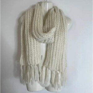 Minicci Cream Color Shimmer Scarf Super Soft & Cozy 80" L X 11" W and 5" Fringe